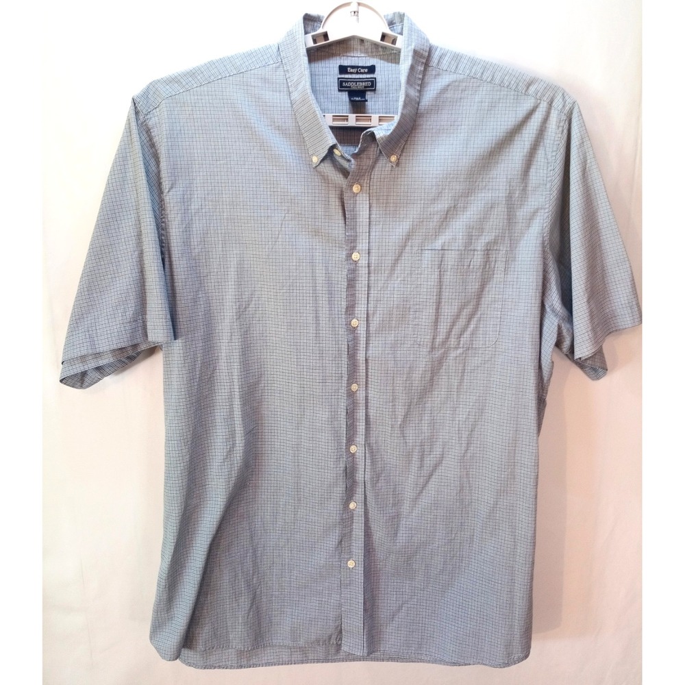 Saddlebred Tall Man Men's Easy Care Button Down Shirt, 3XLT, Blue Plaid